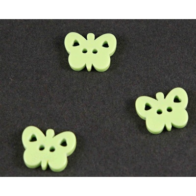 Motýlik - knoflík - hráškovo zelená - rozmery 1 cm x 1,3 cm