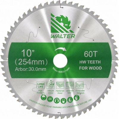 Kotouč na dřevo 254x30 Z60 pilový kotouč s vidiovými destičkami Walter