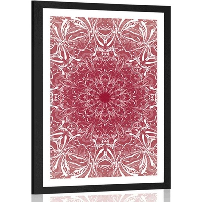 Plakát s paspartou růžová rozeta - 30x45 black