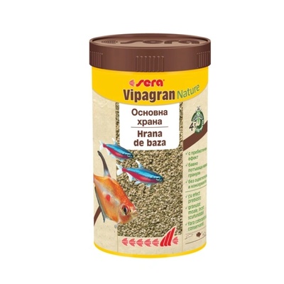Sera Vipagran Nature - Храна за риби, подходяща е за рибки от средните водни слоеве като тетри, дребни видове цихлиди, барбуси и др. - 10 000 мл