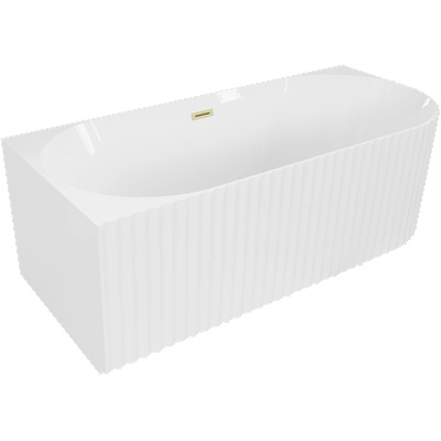 Mexen Gia самостоятелна ъглова рифелована вана лява 170 x 80 см, бял блясък, златен матов преливник - 52701708000L-55 (52701708000L-55)