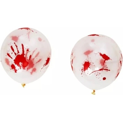 Smiffys Balónky latexové transparentní s krvavými skvrnami 30 cm