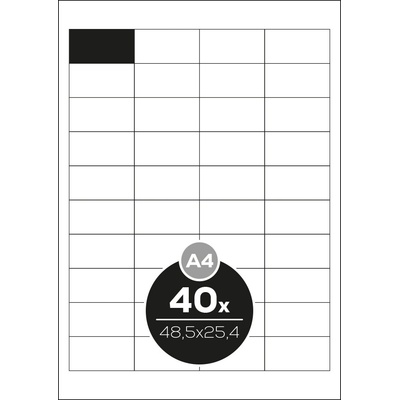 Etikety PRINT A4/100 ks, 48,5x25,4 - 40 etikiet, biele