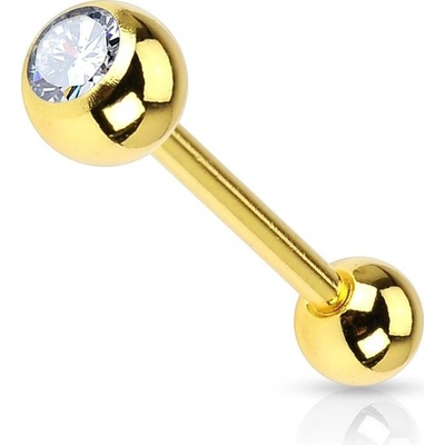 Šperky4U pozlacený piercing do jazyku kamínek PJ01030-C