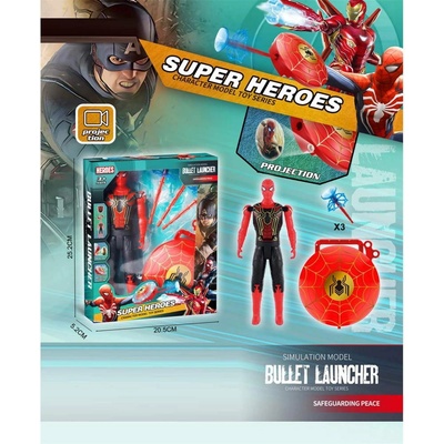 Фигура супергерой Спайдър и изстрелвачка с проектор, звук и светлина