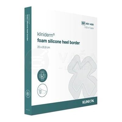 Kliniderm Foam Silicone Heel Border Penové silikónové krytie na rany 20 x 20,8 cm 5 ks