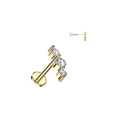 Šperky4U zlacený piercing do brady Push In labreta LB1131-GD