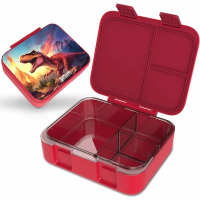 Jarlson Mili box na desiatu Dinosaurus červený