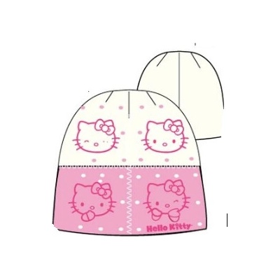 Zimní čepice Hello Kitty růžovo bílá
