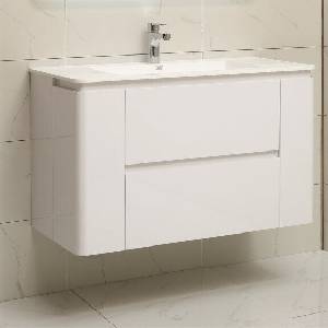 InterCeramic Конзолен PVC шкаф за баня InterCeramic ICP 10046 с умивалник iStone - стенен модел, 100 см (ICP 10046)