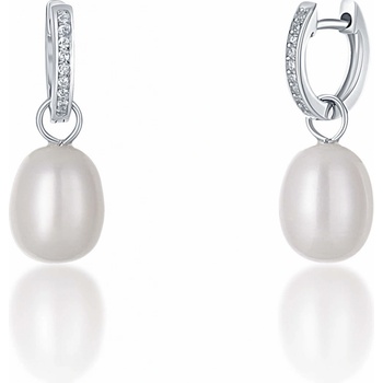 JwL Luxury Pearls stříbrné kruhové á la vévodkyně Kate s pravou perlou a zirkony 3v1 JL0685