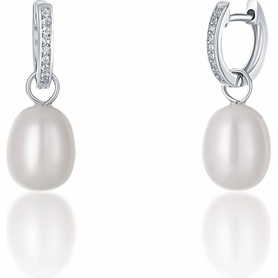 JwL Luxury Pearls stříbrné kruhové á la vévodkyně Kate s pravou perlou a zirkony 3v1 JL0685