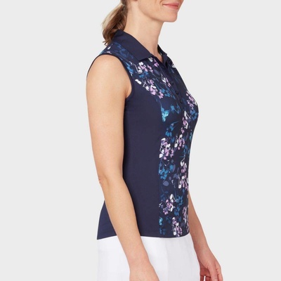 Callaway Women Allover Butterfly Floral Printed Polo Peacoat