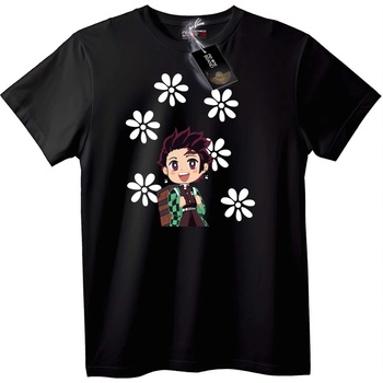 NOONEBRAND Тениска Аниме чиби цвете - 6XL, Black