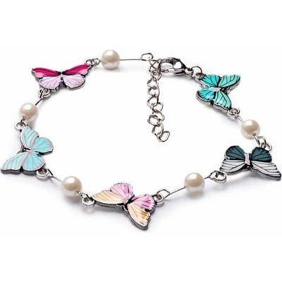 Nefertitis Řetízkový náramek s perličkami a motýlky NF16954