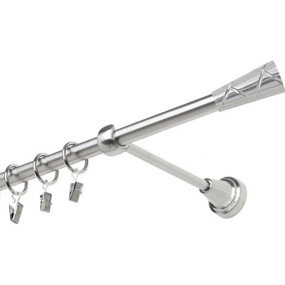 OK-GarnýžeCZ Garnýž kovová jednořadá 19mm Trapezium narez 240 cm do stěny / kroužky s žabkou