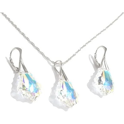 Сребърен комплект проба 925 с кристали Swarovski Baroque Crystal Aurora Borealis - код 6099