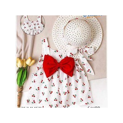 Myrat Baby Детска Рокля с капела черешки- червено