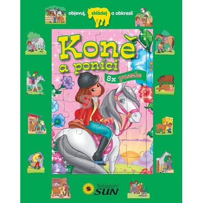 Koně a poníci - 8 puzzle - Objevuj skládej a obkresli