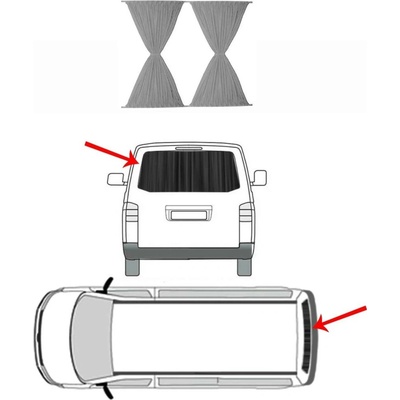 2 Sluneční clony pro zadní dveře šedá VW T5 T6 Transporter, Multivan