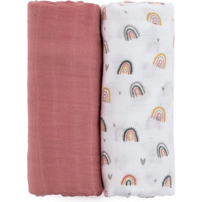 PETITE&MARS Bambusové mušelínové zavinovačky Misty 2ks Rose Rainbow