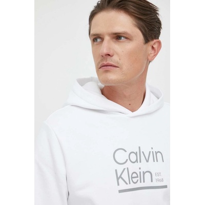 Calvin Klein bílá s kapucí s potiskem K10K111569