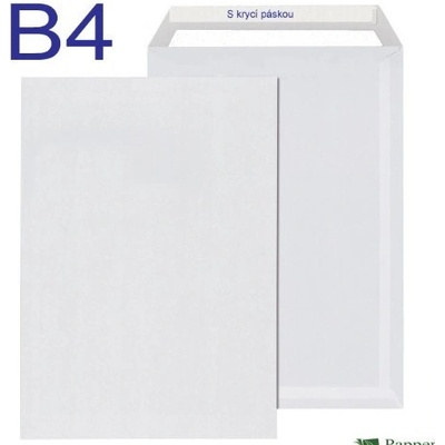 Harmanec Obálka B4 s odtrhávacou páskou - Biela, B4, 250 ks, 250 x 353
