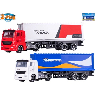 2-Play Traffic kamión 12 cm kov voľný chod červená, modrá