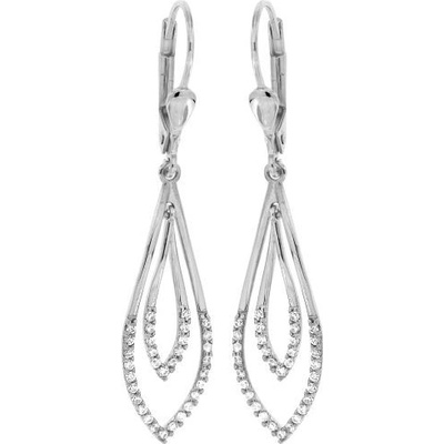 Zlatnictví U Kostela dámské visací náušnice s bílými zirkony 4561