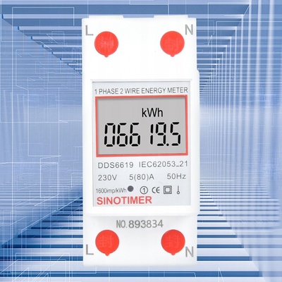 JEDNOFÁZOVÝ ELEKTROMĚR 5(80)A 2P 230V NA DIN LIŠTU