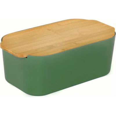 Chlebník s prkénkem Excellent Houseware zelený plast