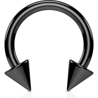 Šperky Eshop ocelový piercing do nosu podkova ukončená špičatými hroty titanový povrch P13.09