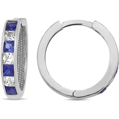 JVD Dámské kruhové zlaté náušnice z bílého zlata se zirkony a safíry ryz. 585/1000 ZE0785XJ72-2300