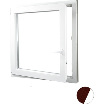 Aluplast plastové jednokřídlo 1300 x 1300 mm Mahagon/bílá, Levé, Dvojsklo Ug= 1,1