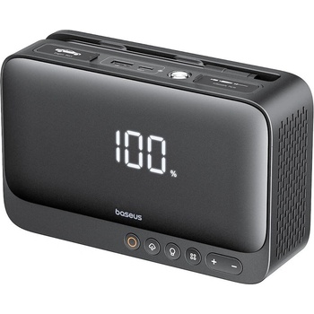 Baseus Super Energy 4in1 Power Bank with Jump Starter and Compressor 6000mAh 600A - качествена външна батерия 7800mAh, фенер, JumpStarter и компресор за автомобил (черен)