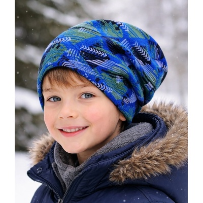 chlapecká čepice ROCKINO spadená polar fleece zimní modrá