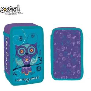 S-Cool Несесер с 3 ципа scool owl, празен