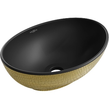 Mexen Elza умивалник върху плот 40 x 33 см, черен мат/златен десен люспи - 21014028 (21014028)