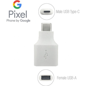 Google Pixel USB-C to USB-A OTG Adapter - USB-C към USB-A адаптер за устройства с USB-C (бял) (bulk)