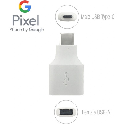 Google Pixel USB-C to USB-A OTG Adapter - USB-C към USB-A адаптер за устройства с USB-C (бял) (bulk)