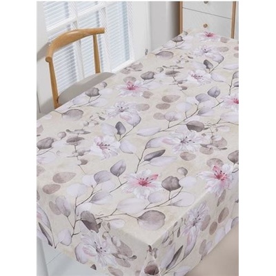 Obrus PVC 3581442, metráž, 20 m x 140 cm, ľalie s listami na hnedom podklade, IMPOL TRADE