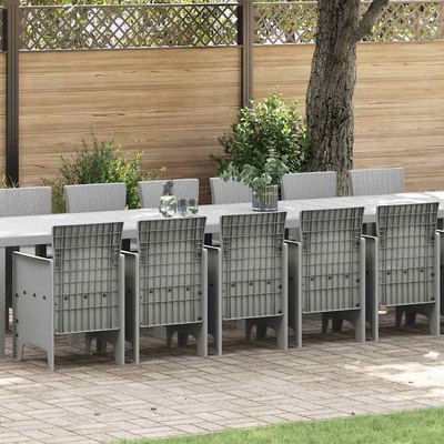 vidaXL Градински комплект за хранене с възглавници 17 pcs Светлосиво (3378669)