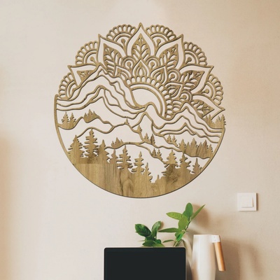 dřevo života Dřevěná mandala MANDALA HORY Rozměry (cm): 95x95, Zvolte barvu dekoru: Dub zlatý