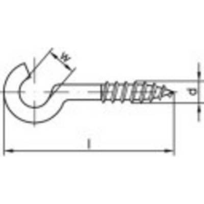 TOOLCRAFT 159609 Rovné háky se závitem 40 mm Galvanicky pozinkovaná ocel 100 ks