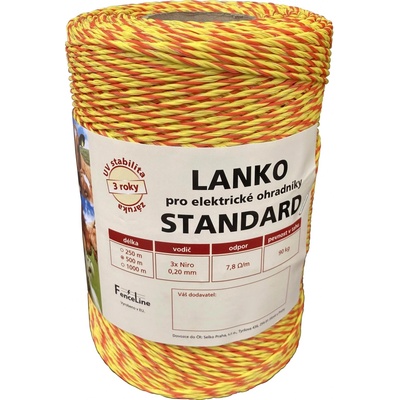 Lanko STANDARD pro el. ohradník, 3x0,20 mm Niro, žluto-oranž. - 500 m