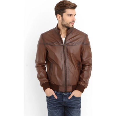 Jacket Club Мъжко яке от естествена кожа - Кафяво #317775 (317775_Кафяво)