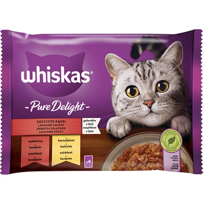 Whiskas Pure Delight s hovädzím a kuracím mäsom 4 x 85 g
