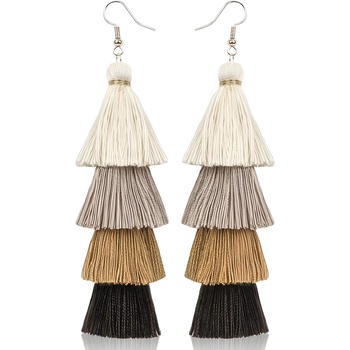 HARAHU Обици qu-32602 - Кафяви kp32602 (qu-32602)