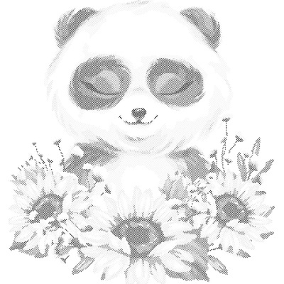 ZUTY Bodkovanie - PANDA SO SLNEČNICAMI Rámovanie: vypnuté plátno na rám, Rozmer: 40x50 cm