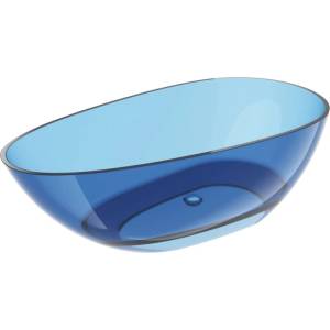 Mexen Glass прозрачна свободностояща вана 170 x 85 см, деним, хромиран клапан (58061708507)